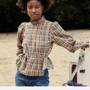 Doen Palmera Top in Blush Promenade Plaid